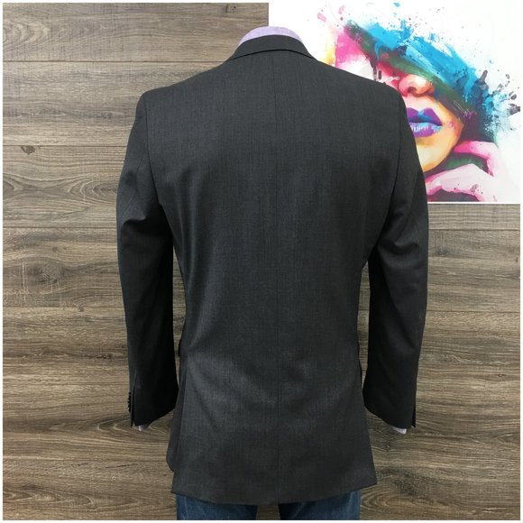 Alfani Mens Blazer Sport Coat Two Button Jacket Wool Size 42L Slim Casual Suits‎ - Picture 6 of 13
